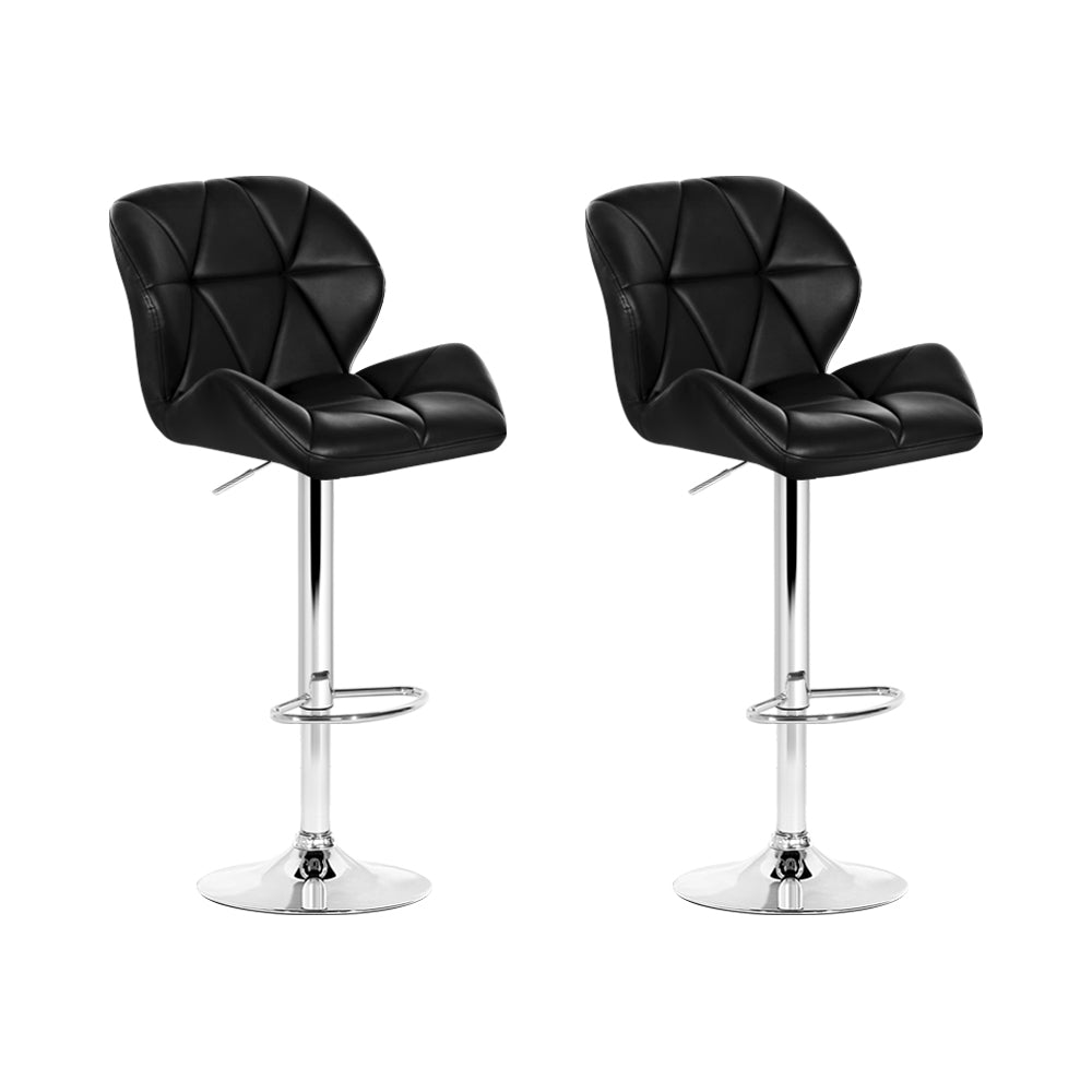 Set of 2 Exeter Kitchen Bar Stools - Black & Chrome