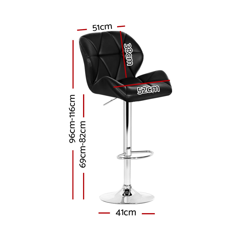 Set of 2 Exeter Kitchen Bar Stools - Black & Chrome