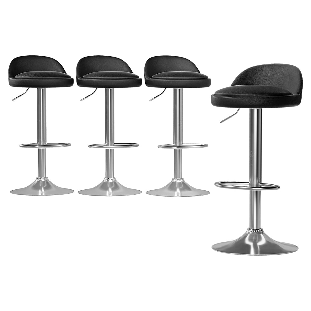 Set of 4 Hobart Bar Stools PU Leather Gas Lift - Black