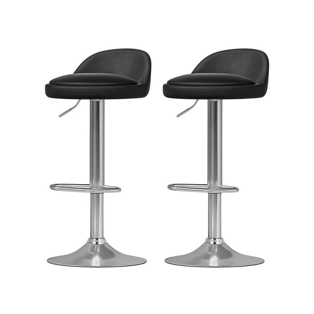 Set of 4 Hobart Bar Stools PU Leather Gas Lift - Black