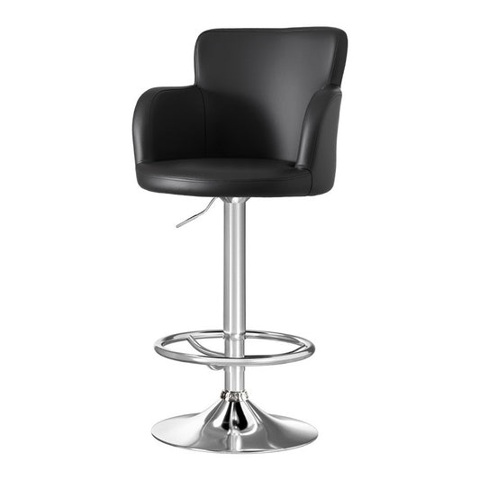 Dolisie Leather Bar Stools Swivel Adjustable Gas Lift PU Counter Chairs - Black