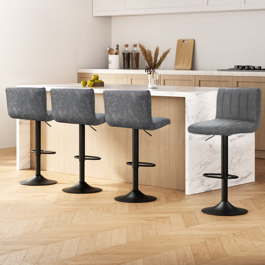 Set of 4 Palencia Bar Stools Vintage Leather Gas Lift - Grey