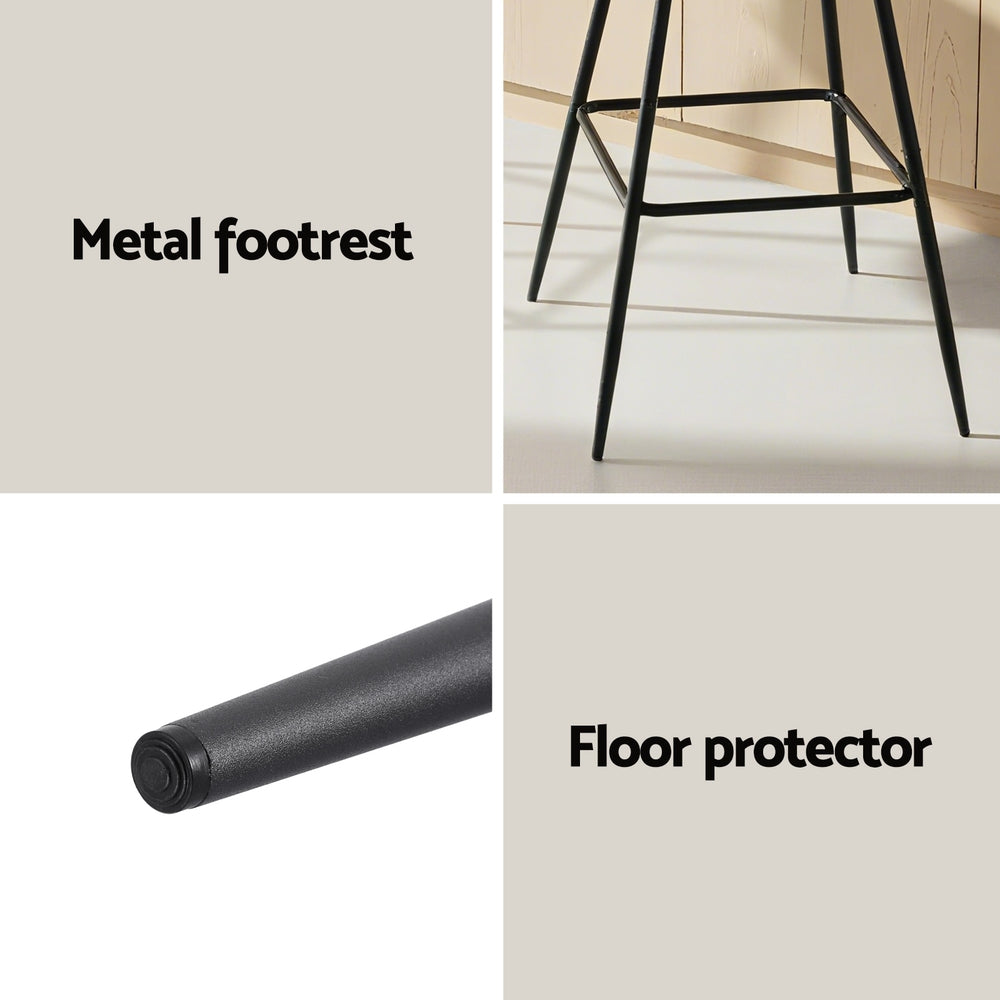 Set of 4 Goris Bar Stools Kitchen Dining Chair Counter Stool Diamond PU Leather - Black