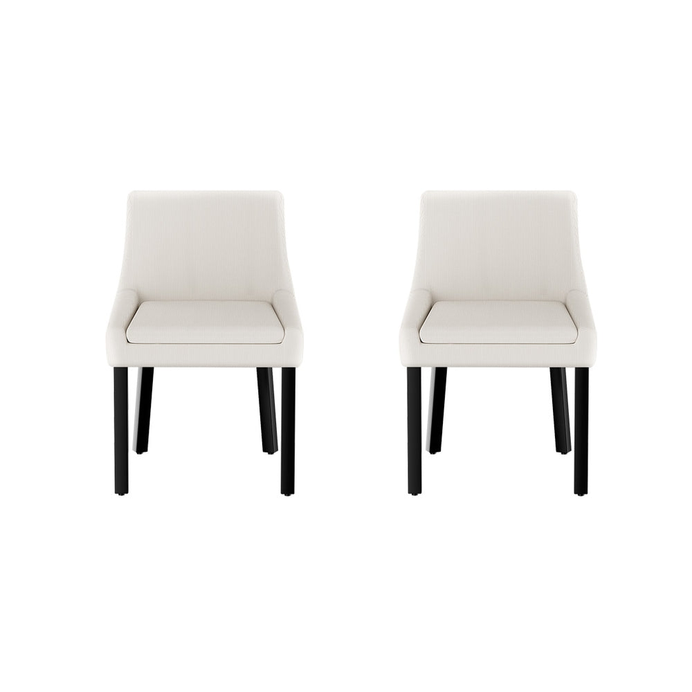Tilly Set of 2 Dining Chairs Corduroy Wooden - Beige