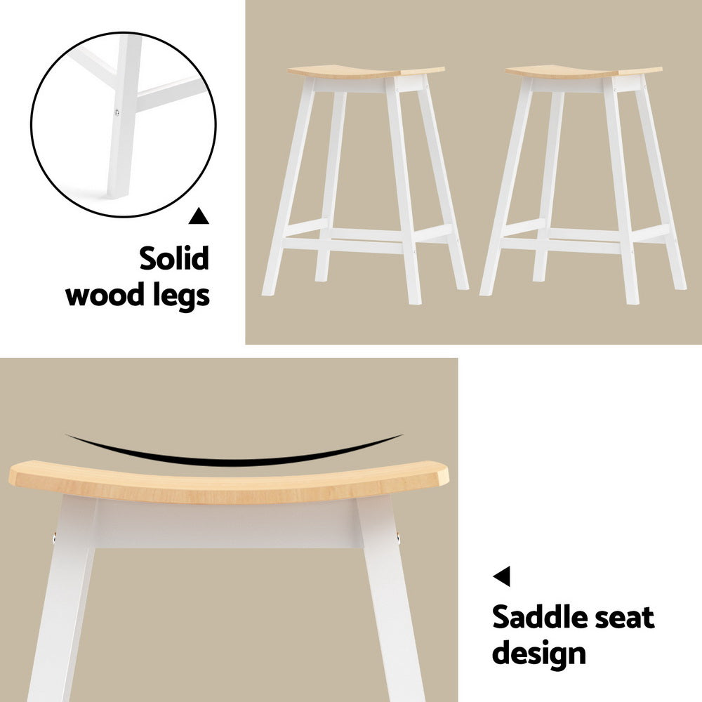 5-Piece Sante Pine and White Bar Table and Stools Set Solid Wood Kitchen Chairs Cafe Pub