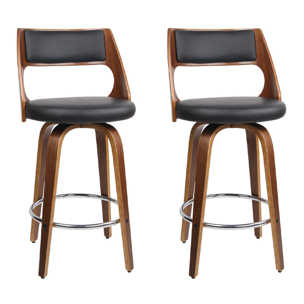 Set of 2 Kastoria Wooden Bar Stools - Black