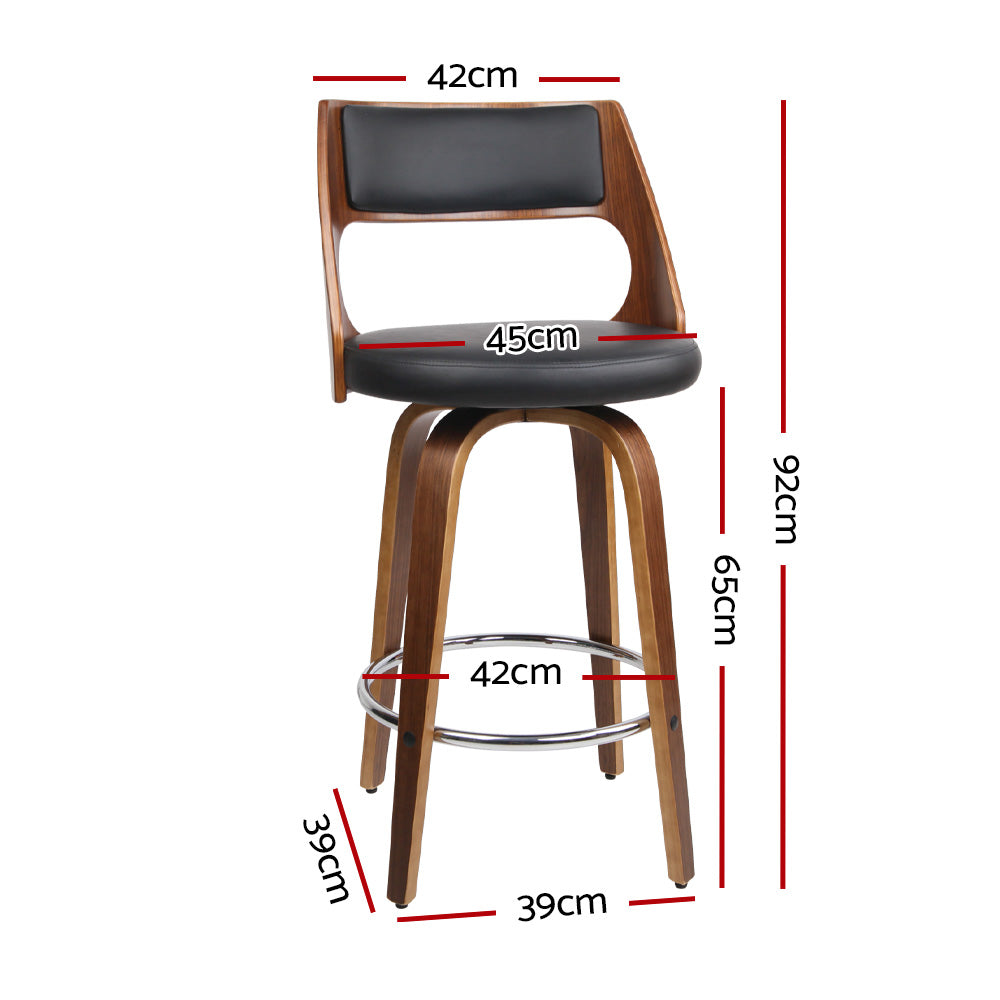 Set of 2 Kastoria Wooden Bar Stools - Black