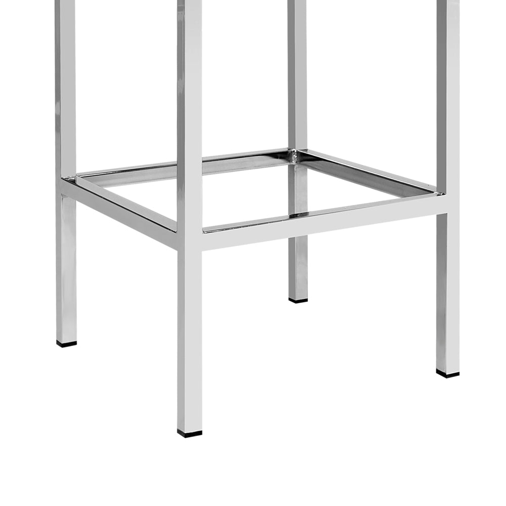 Set of 2 Liestal PU Leather Backless Bar Stools - White & Chrome