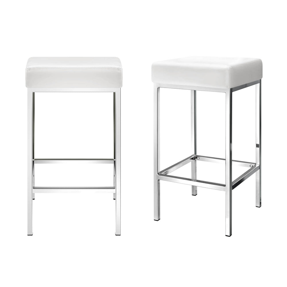 Set of 4 Liestal Bar Stools Leather Padded Metal - White