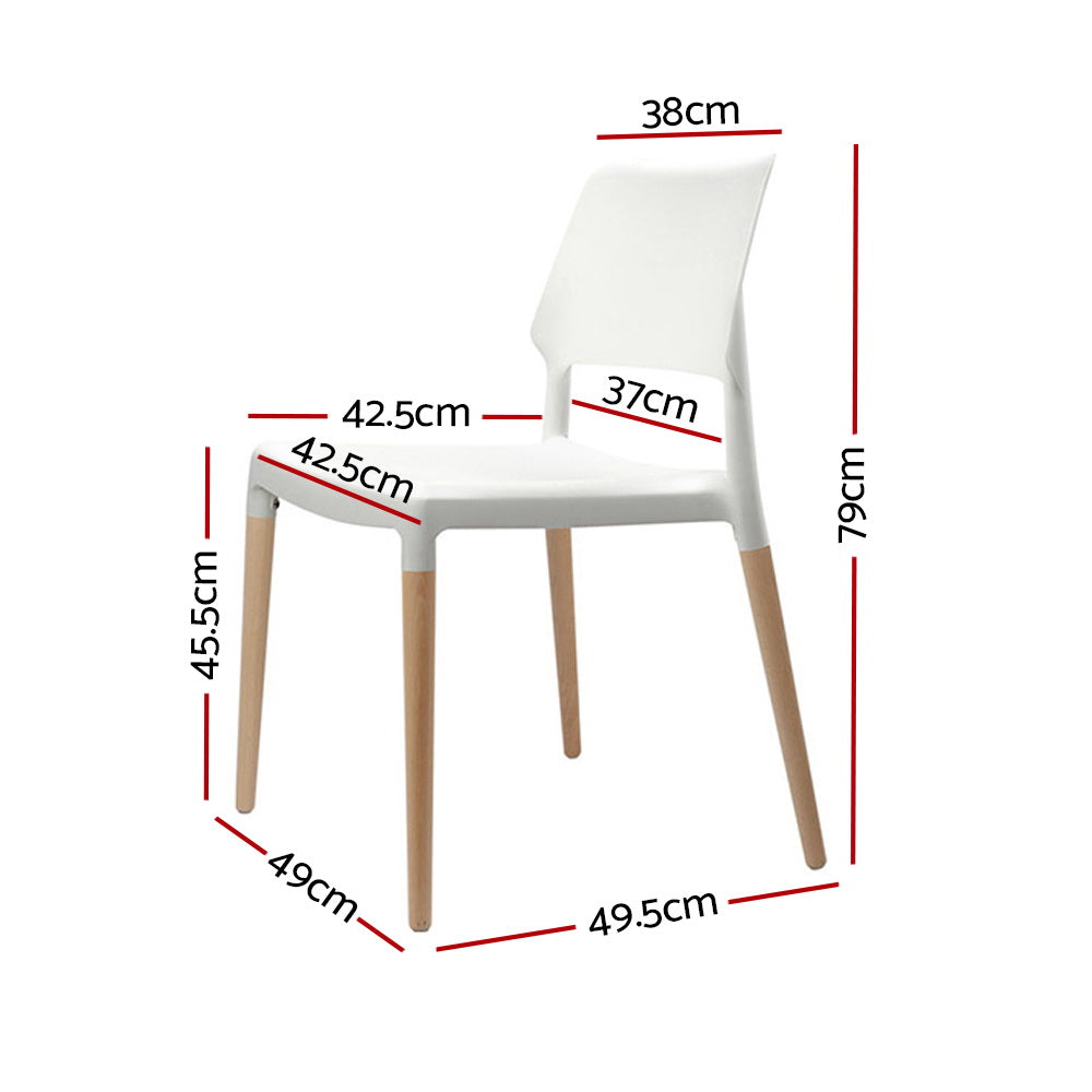 Darien Set of 4 Dining Chairs Plastic Wooden Stackable - White