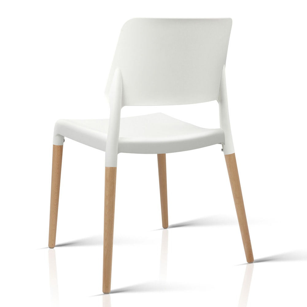Darien Set of 4 Dining Chairs Plastic Wooden Stackable - White