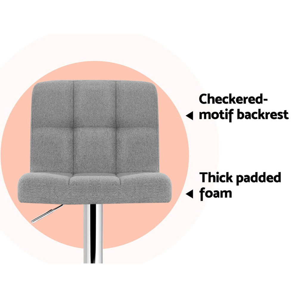 Set of 4 Chania Bar Stools Fabric Gas Lift - Grey