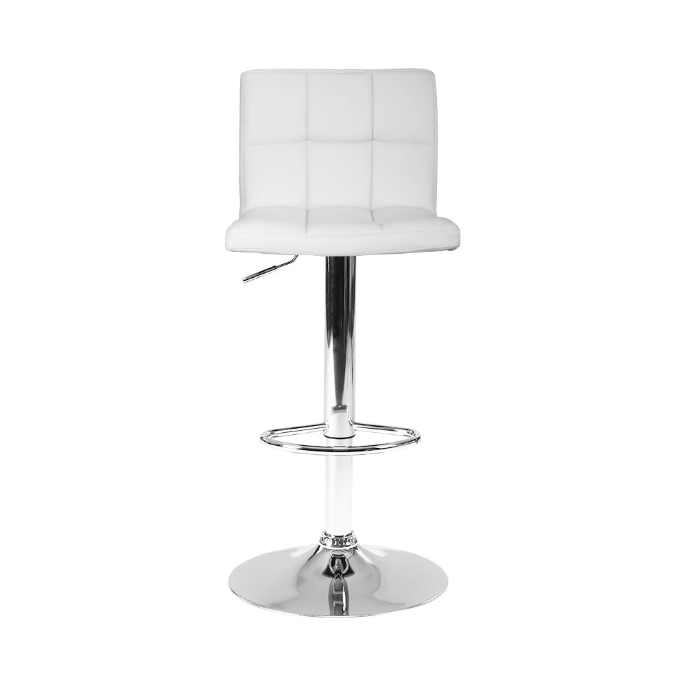 Set of 2 Chania PU Leather Gas Lift Bar Stools - White