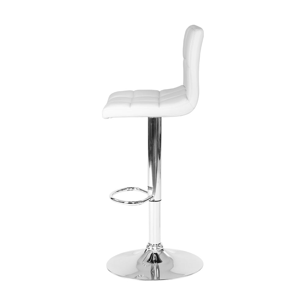Set of 2 Chania PU Leather Gas Lift Bar Stools - White
