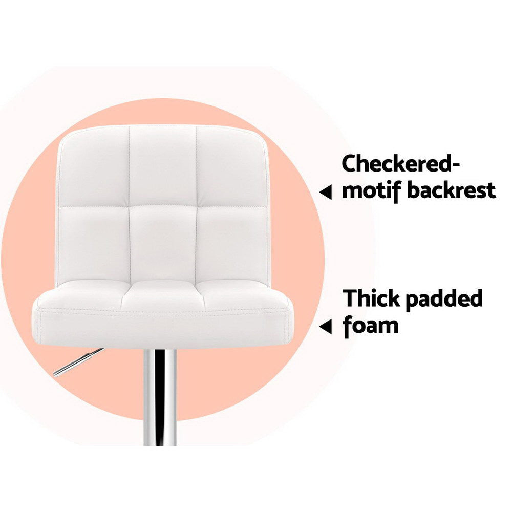 Set of 2 Chania PU Leather Gas Lift Bar Stools - White