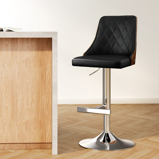 Chonchi Bar Stool Bentwood Swivel Adjustable Kitchen Counter Stool Leather - Black