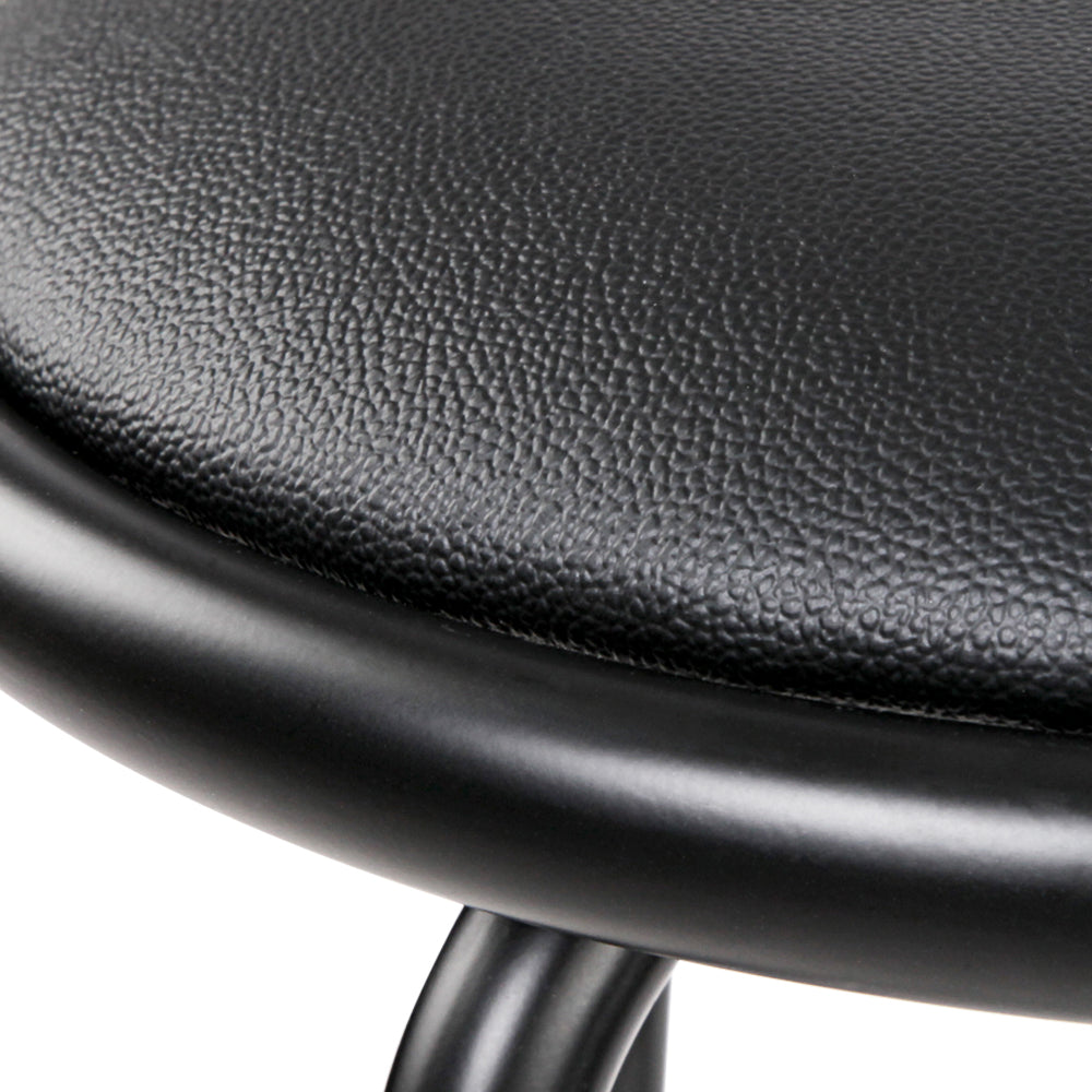 Set of 2 Voula PU Leather Bar Stools - Black & Steel