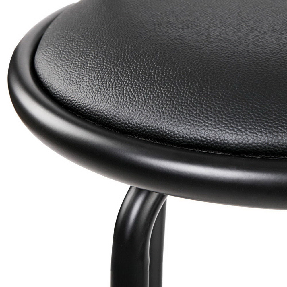 Set of 4 Voula PU Leather Bar Stools - Black & Steel