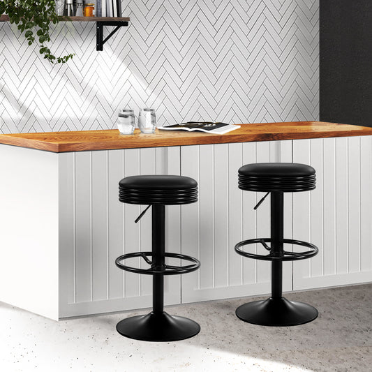 Set of 2 Kozani Bar Stools Kitchen Stool Barstool - Black