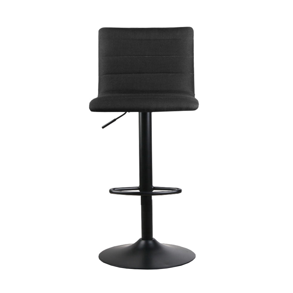 Set of 2 Corinth Faux Linen Bar Stools - Black