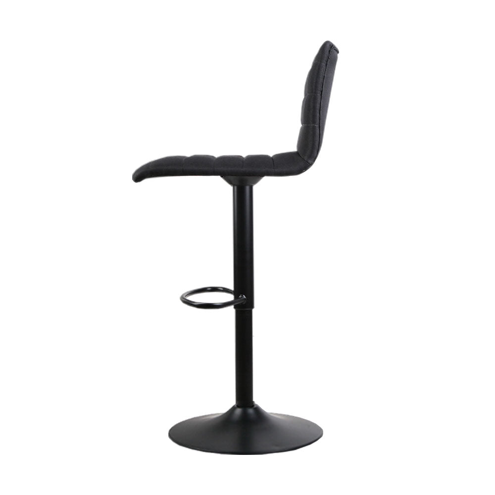 Set of 2 Corinth Faux Linen Bar Stools - Black