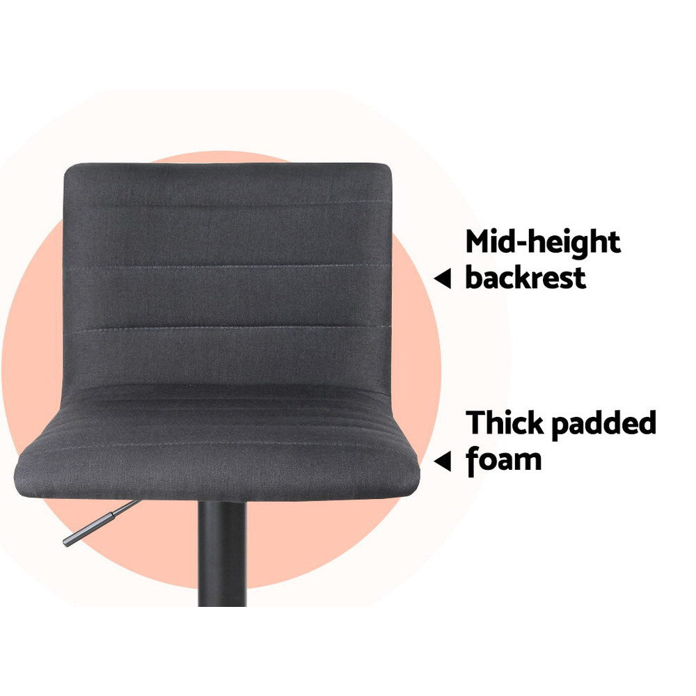 Set of 4 Corinth Faux Linen Bar Stools - Black