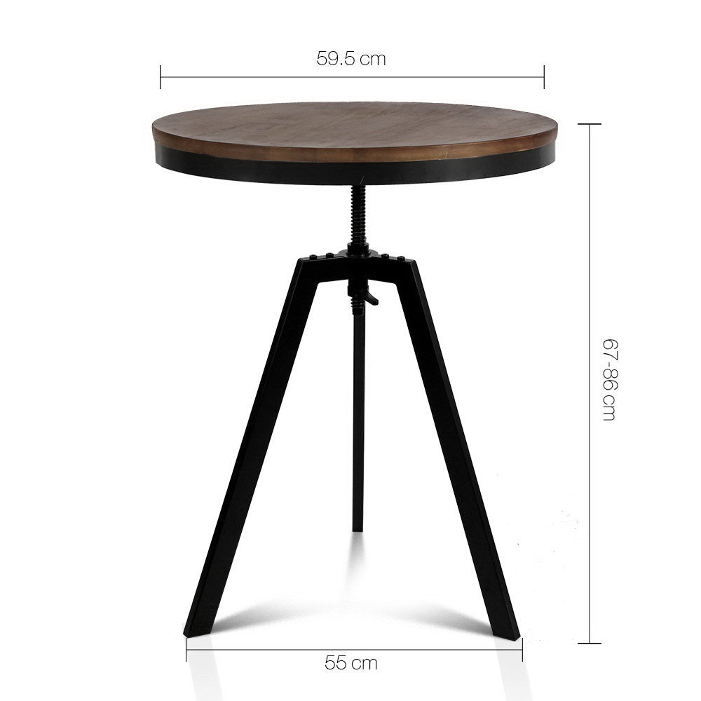 Irida Coffee Table Elm Wood Round Dining - Dark Brown