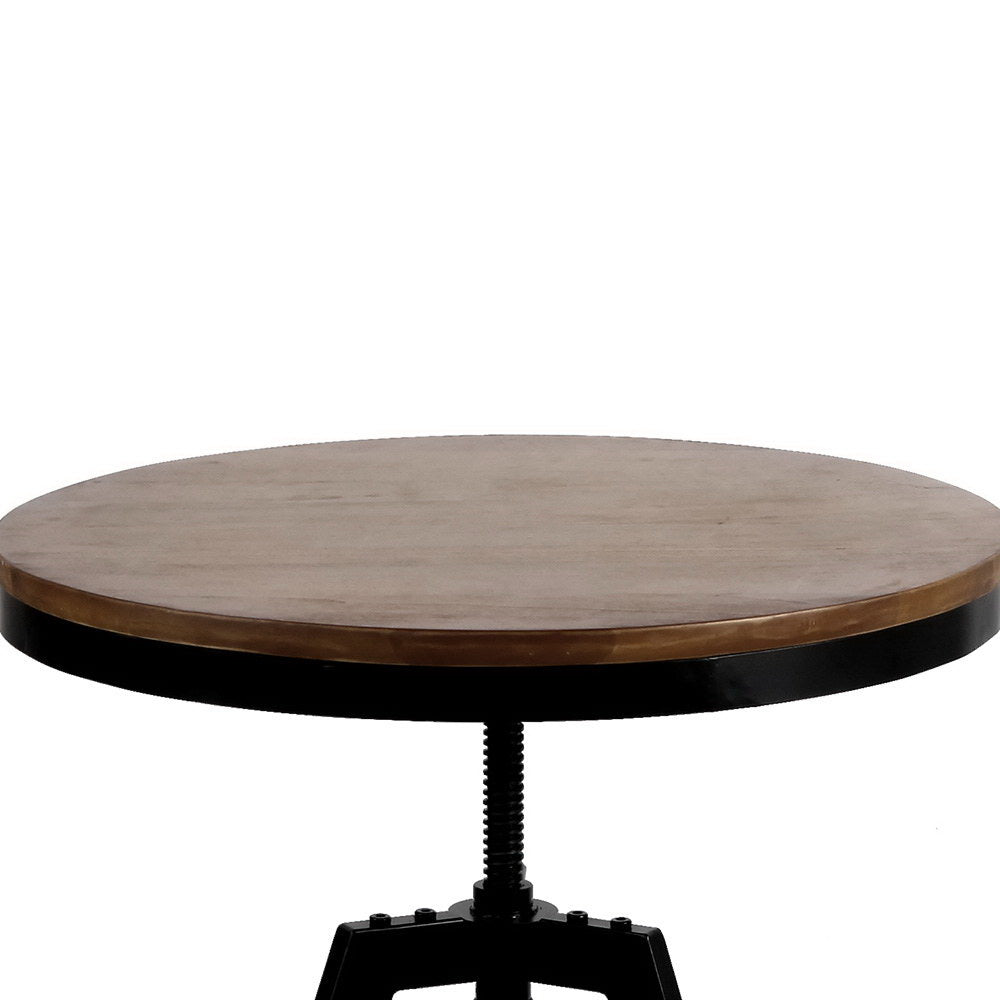 Irida Coffee Table Elm Wood Round Dining - Dark Brown