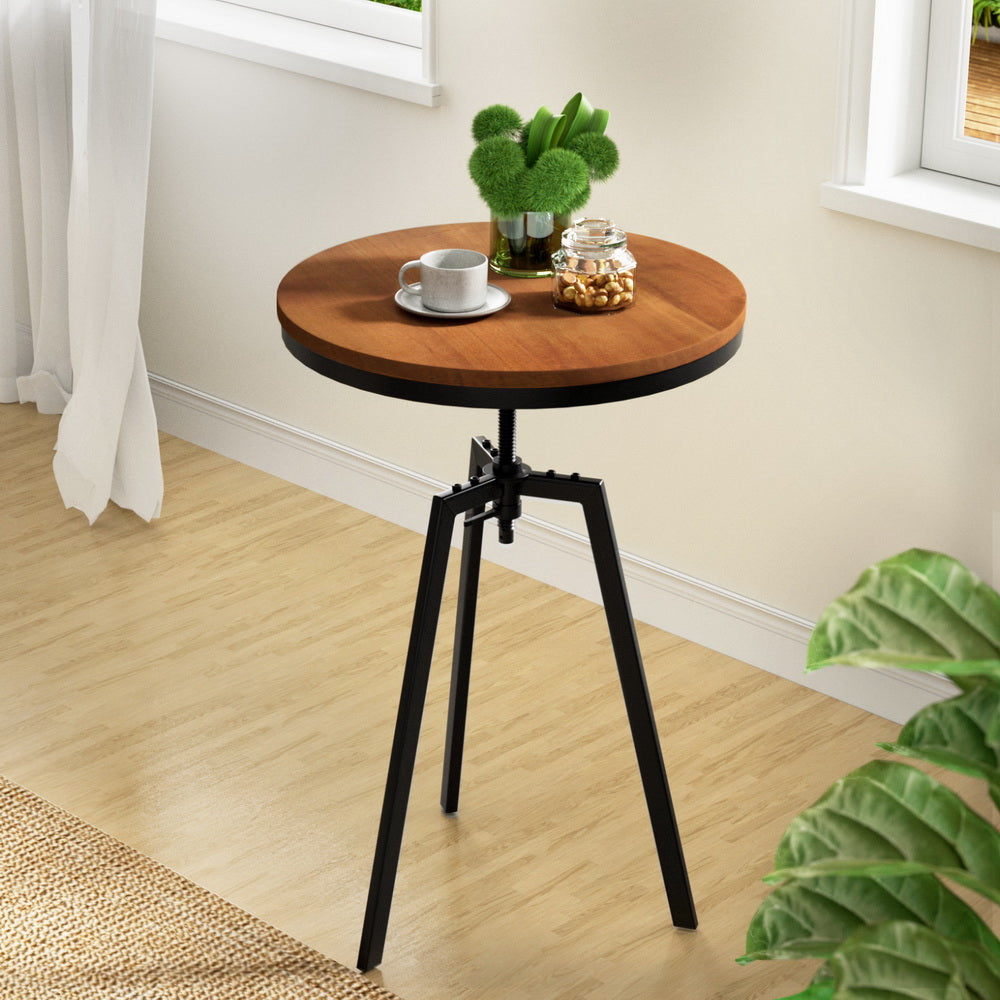 Irida Coffee Table Elm Wood Round Dining - Dark Brown