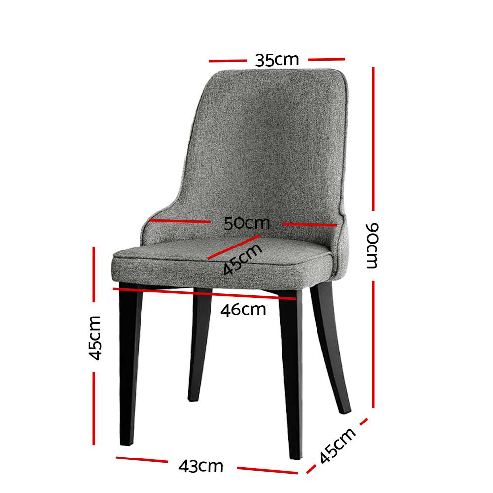Kimber Set of 2 Dining Chairs Linen Fabric - Grey