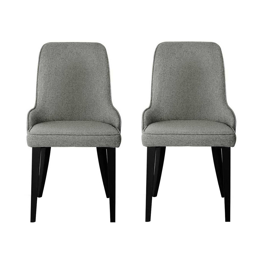 Kimber Set of 2 Dining Chairs Linen Fabric - Grey