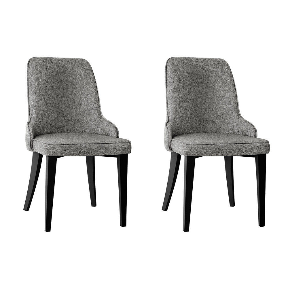 Kimber Set of 2 Dining Chairs Linen Fabric - Grey