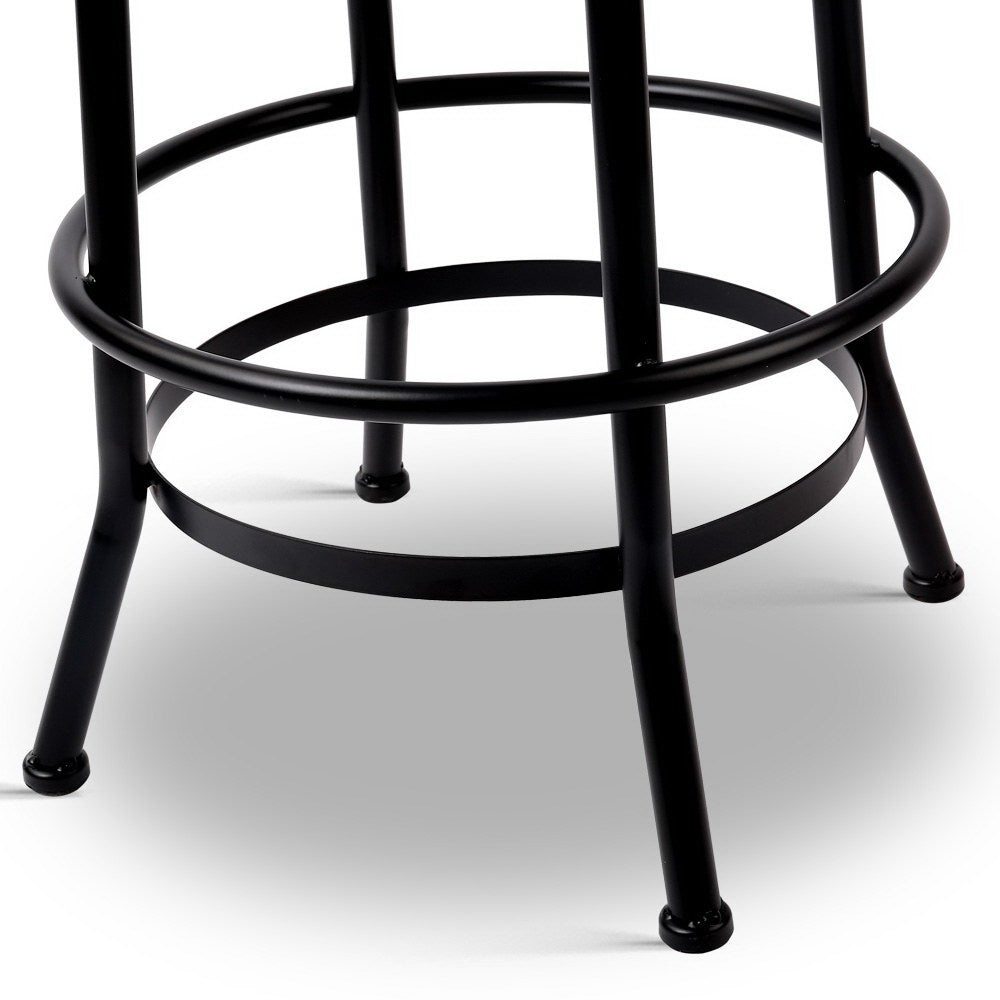 90cm Lamia Bar Stool Industrial Round Seat Wood Metal - Black & Brown