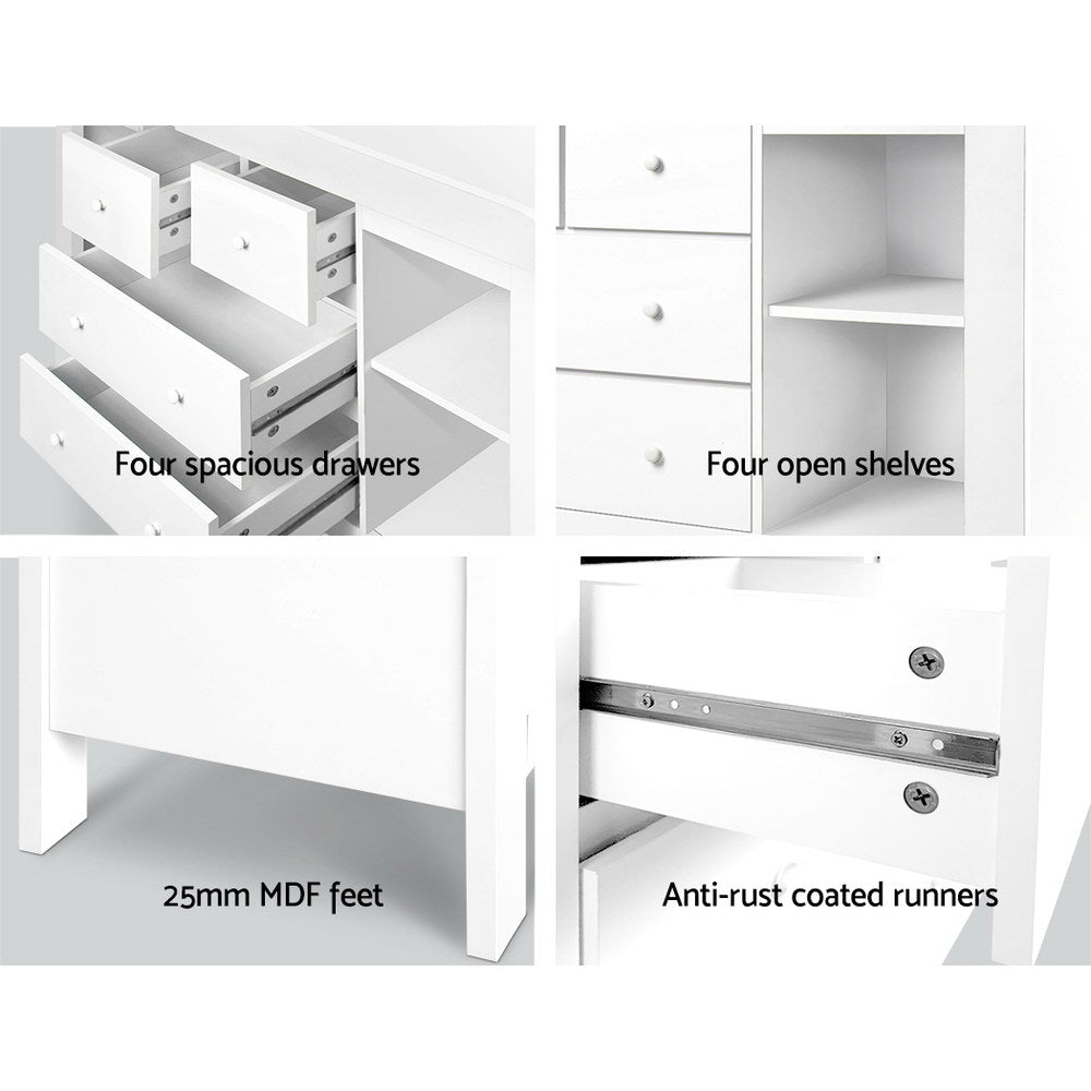 Baby Change Table Tall boy Drawers Dresser Chest Storage Cabinet White