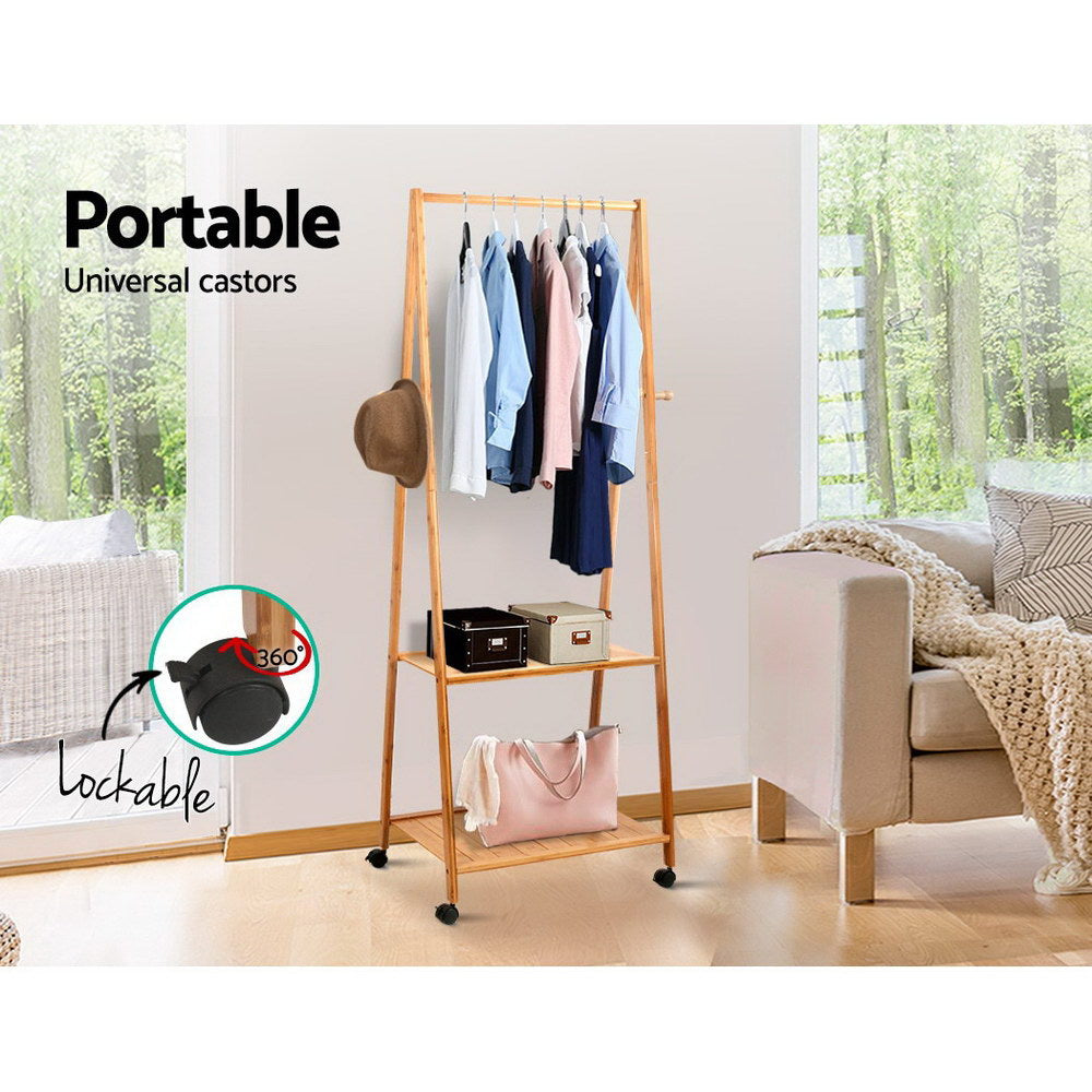 Clothes Rack Airer Coat Stand 165x59cm with Wheels