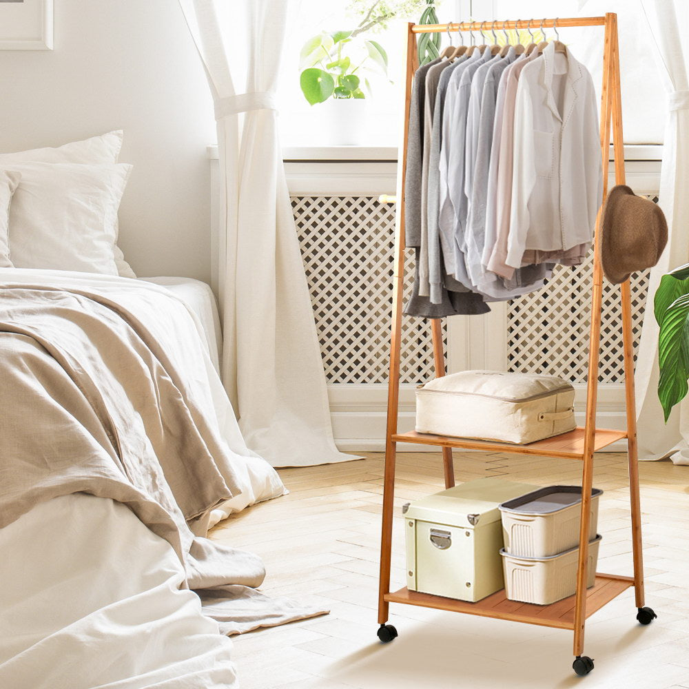Clothes Rack Airer Coat Stand 165x59cm with Wheels