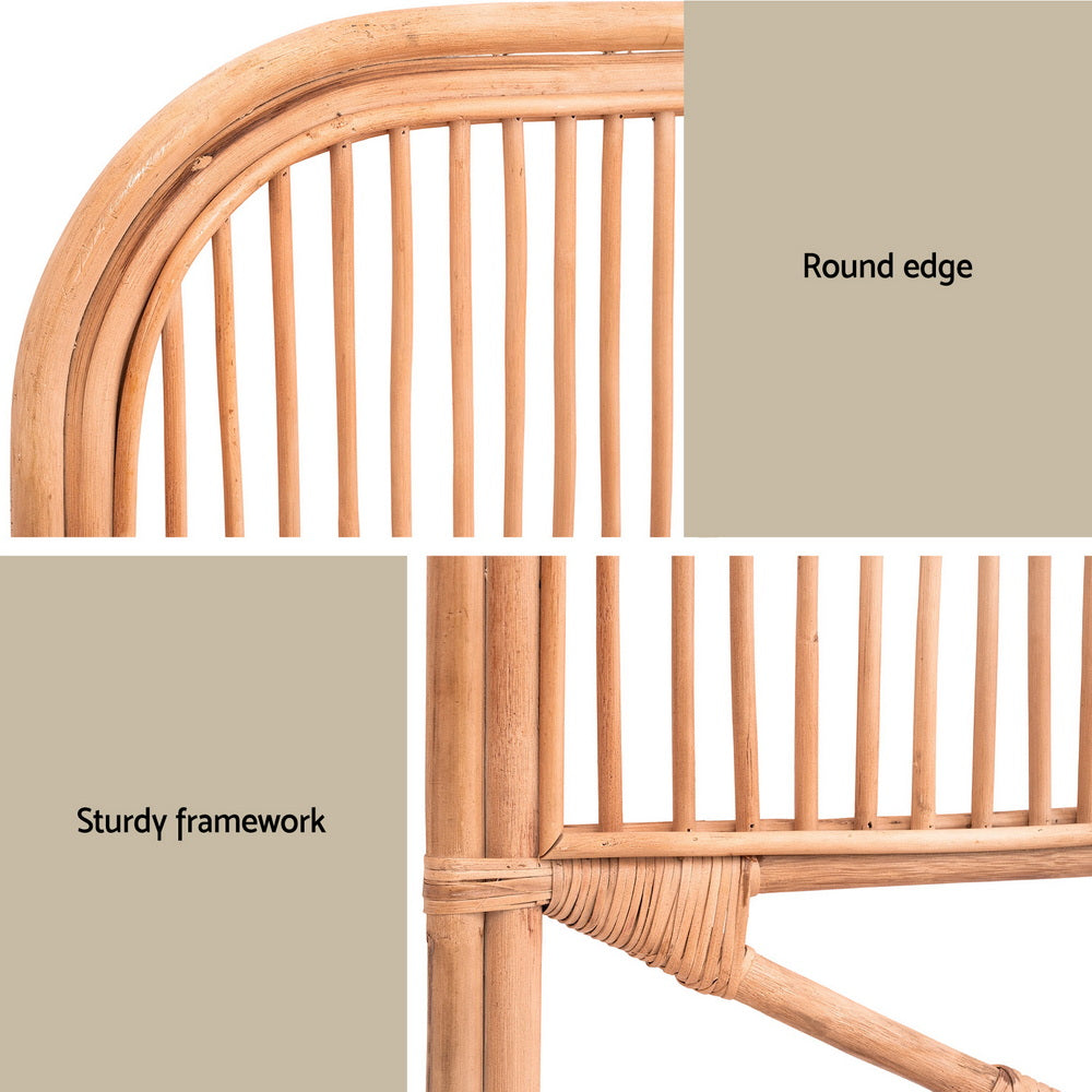 Bed Headboard Rattan - Pine Double