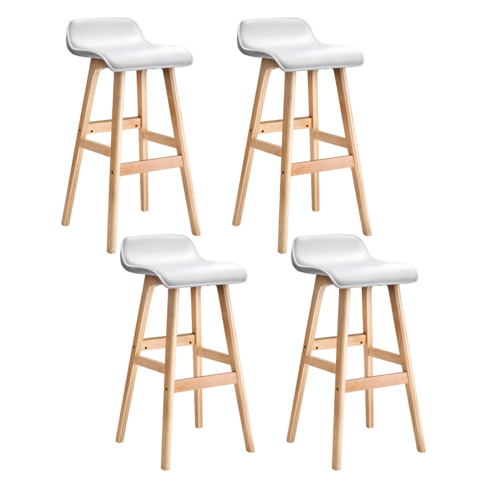 Set of 4 Geleen Bar Stools Wooden Stool - White