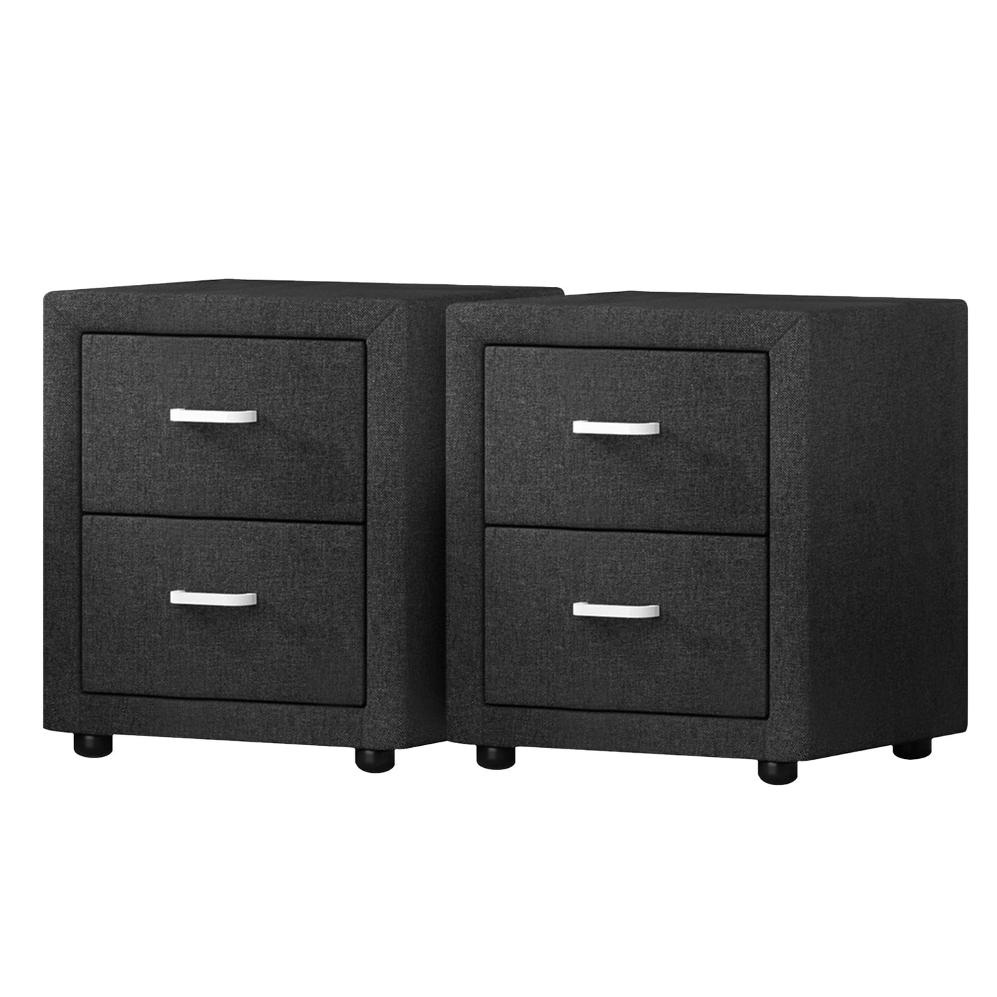 Set of 2 Kildonan Bedside Tables Fabric with 2 Drawers - Charcoal