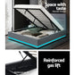 Azalea LED Bed Frame Fabric Gas Lift Storage - Grey Queen