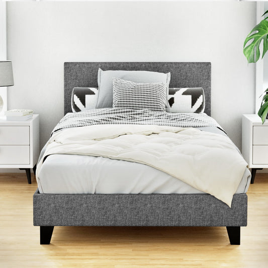 Trenton Bed Frame Fabric - Grey King Single