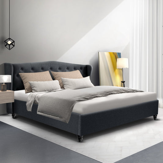 Bryxton Bed Frame Fabric - Charcoal King