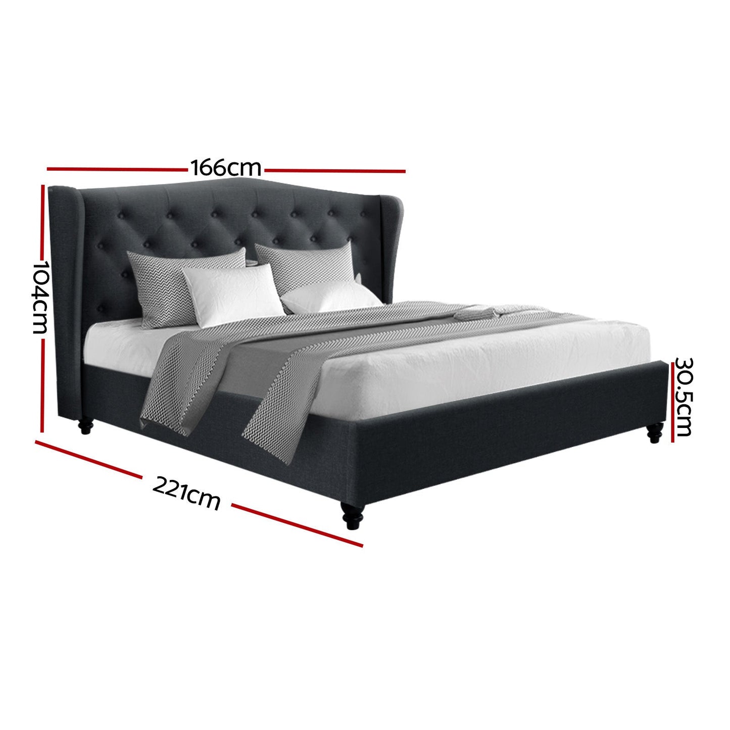 Diamond Bed & Mattress Package - Charcoal Queen
