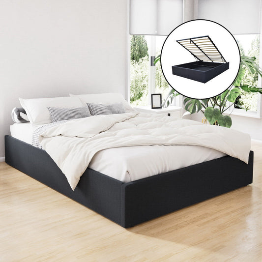 Mercury Bed & Mattress Package with 34cm Black Mattress - Charcoal Queen