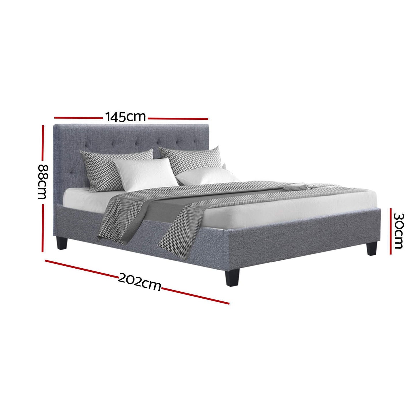 Citrin Bed & Mattress Package - Grey Double