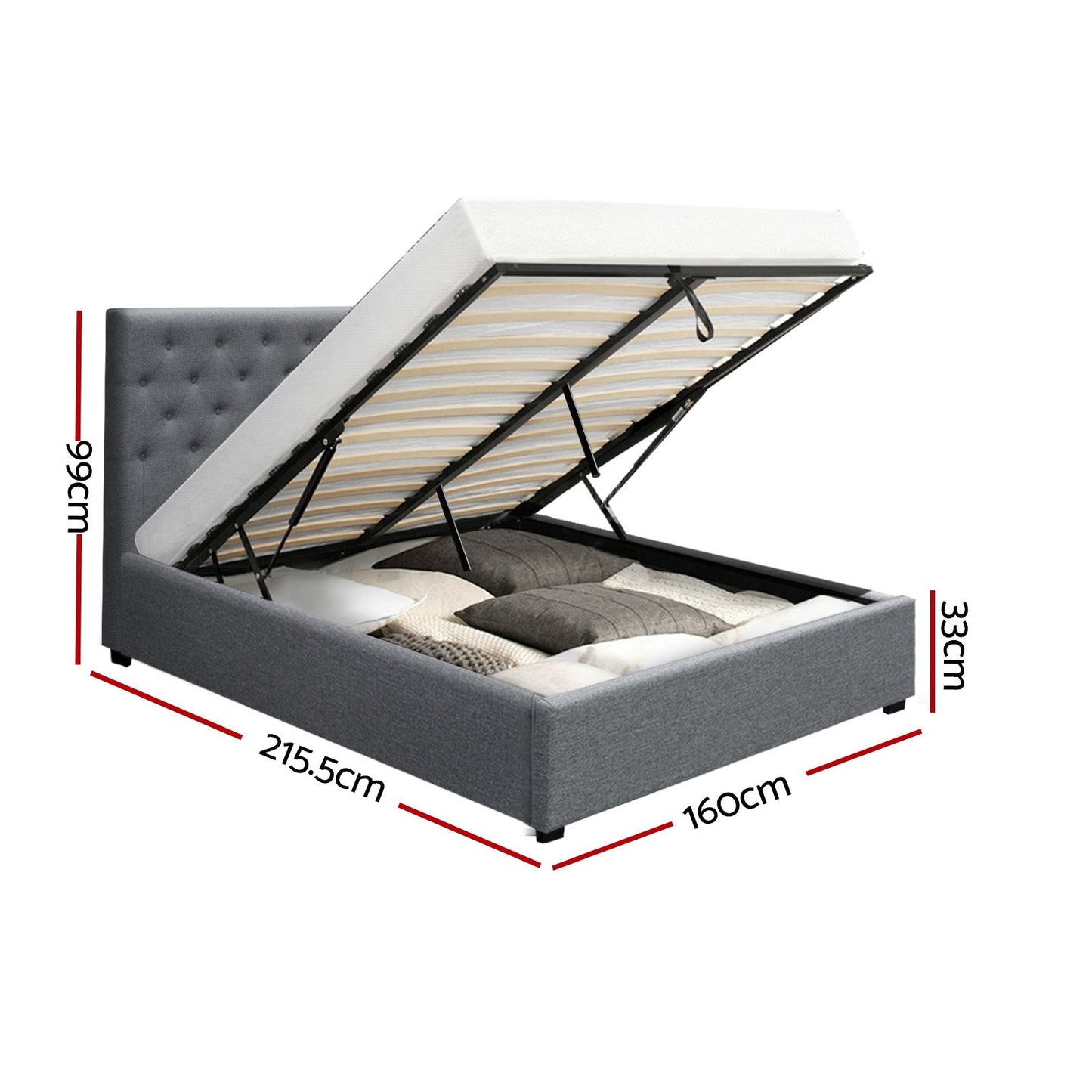 Emerald Bed & Mattress Package - Grey Queen