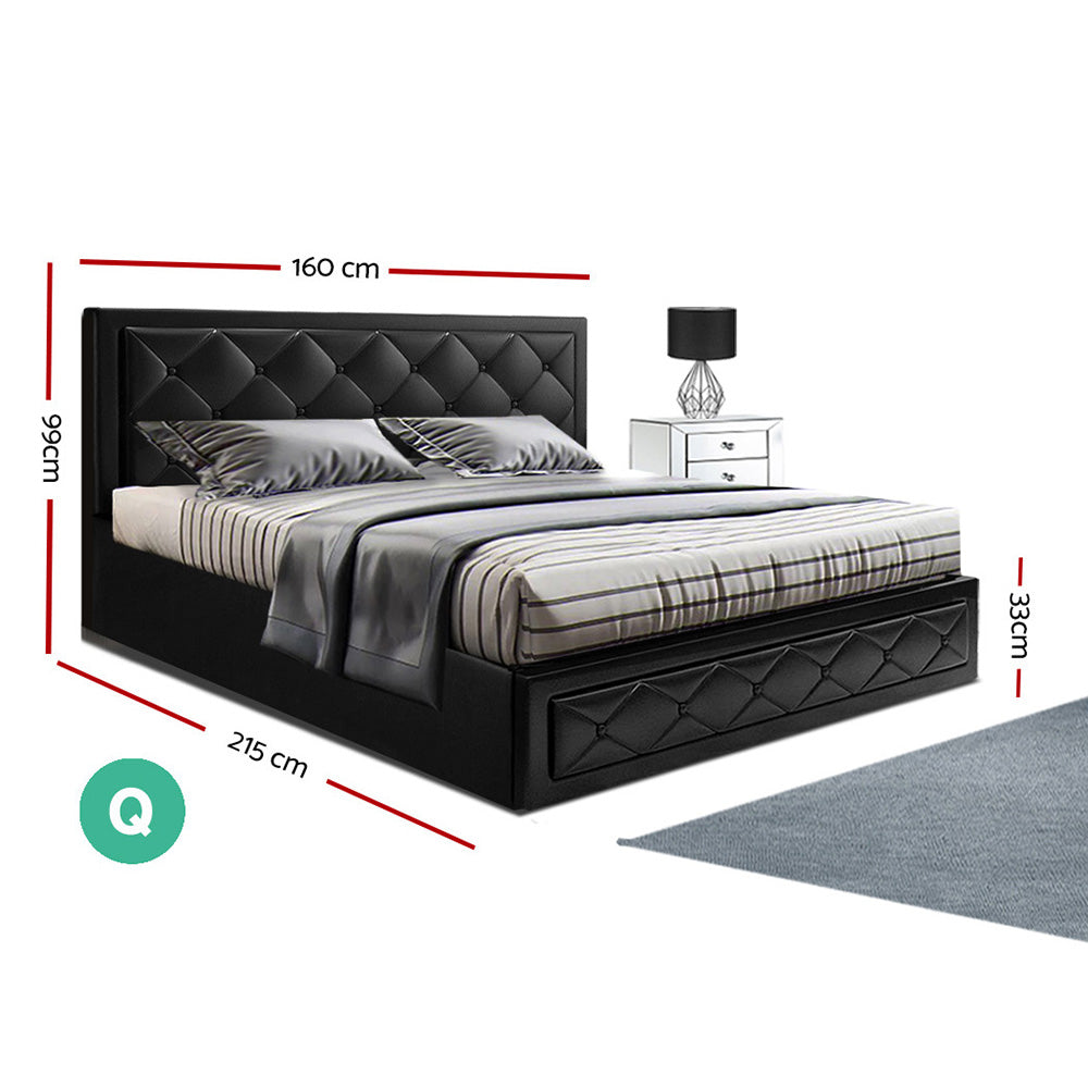 Helio 24cm Bed & Mattress Package - Black Queen