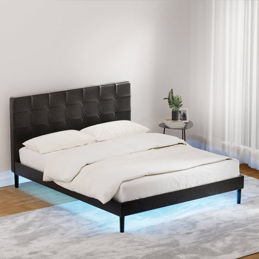 Epidote Bed & Mattress Package with 34cm Black Mattress - Black Queen