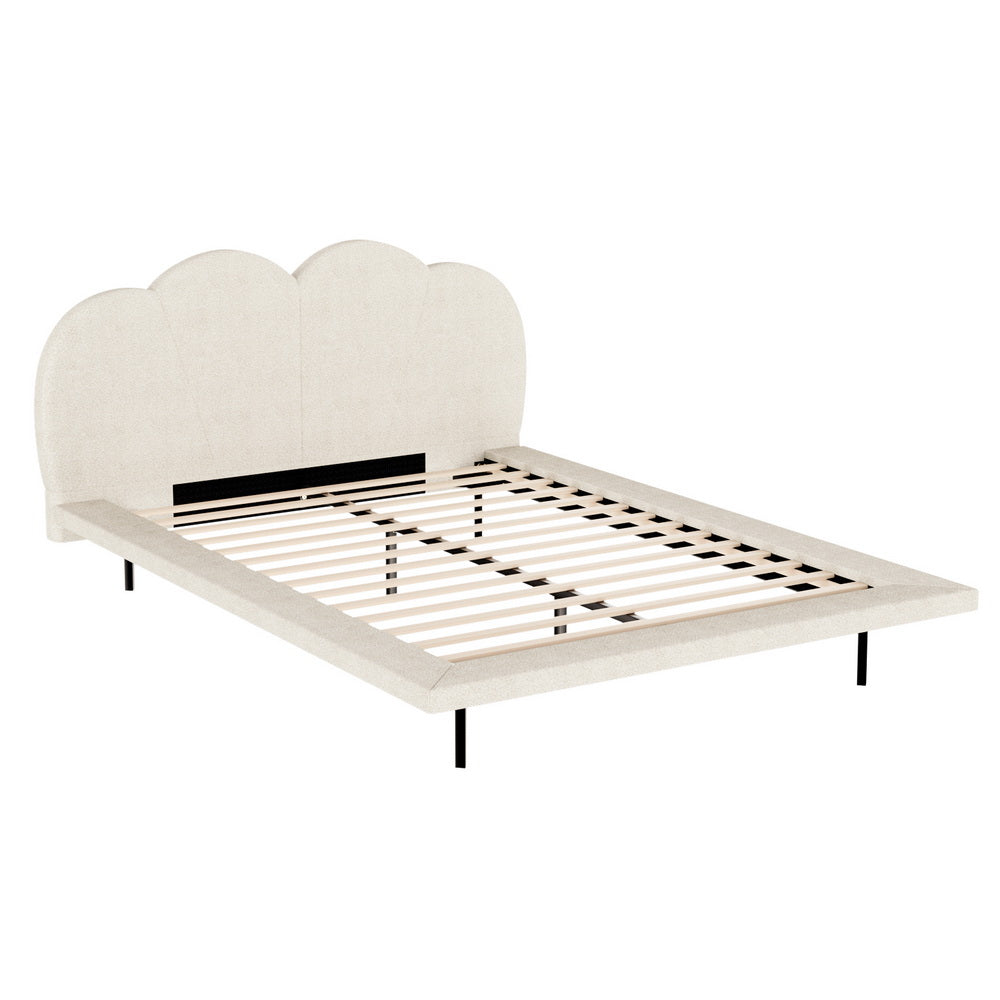 Kinsley Bed Frame Bouclé - Beige Queen