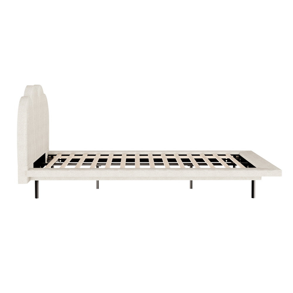 Kinsley Bed Frame Bouclé - Beige Queen